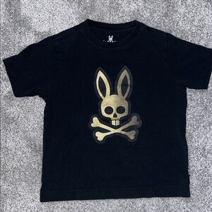 Youth Kids Cotton Big Logo Psycho Bunny Black t shirt XS (5/6) Pima Cotton